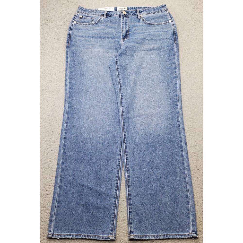 Seven7 Loose Straight Jeans Womens 10 Confident Blue Denim High Rise Streetwear